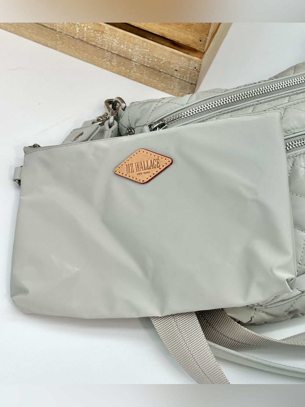 EUC MZ Wallace Downtown Small Crosby Quilted Crossbody In Oyster Metallic - Picture 10 of 16
